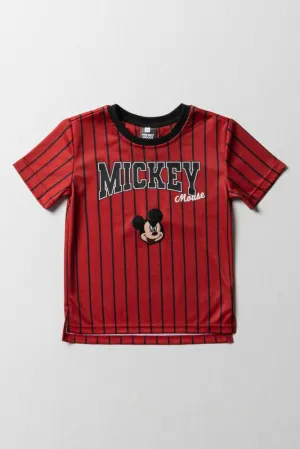 Mickey Mouse Mesh Short Sleeve T-Shirt Red
