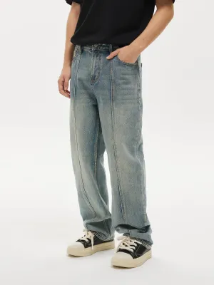 Midline Stitched Distressed Jeans