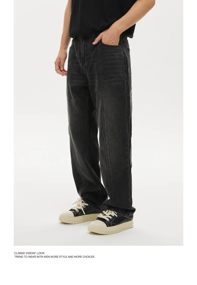 Midline Stitched Distressed Jeans