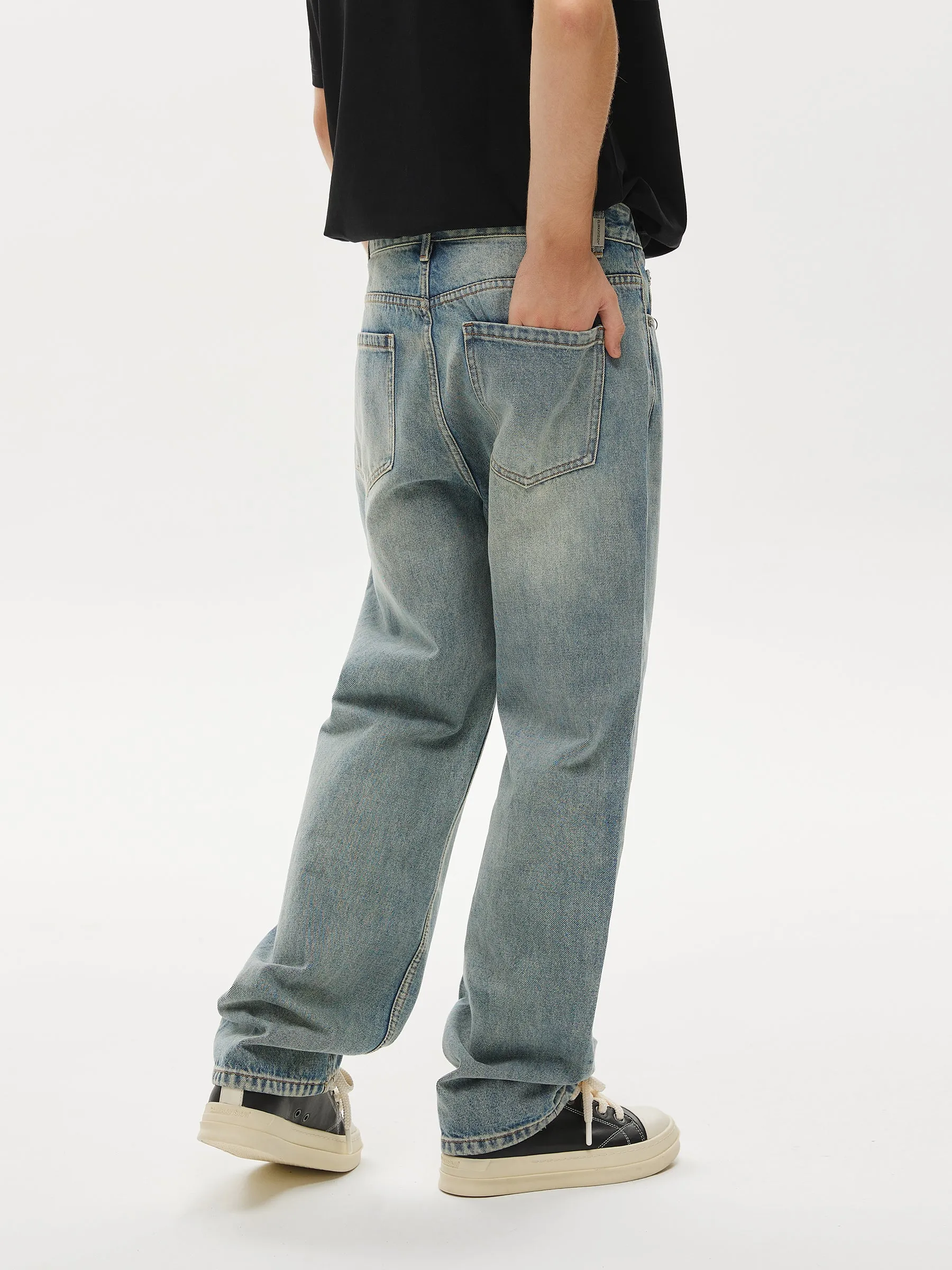 Midline Stitched Distressed Jeans