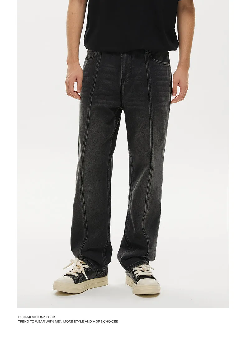 Midline Stitched Distressed Jeans