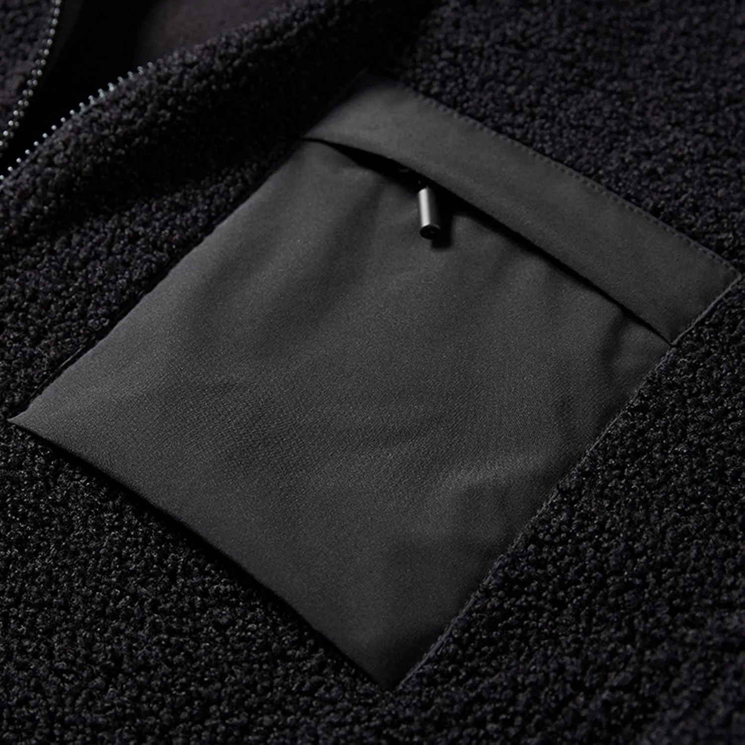 MIDOO Mens Zip Up Fleece Jacket No Hood Outdoor Warm Plus Size Pocket Zipper Lapel Cardigan Jacket Coats for Men Tall