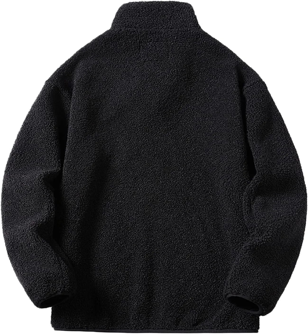 MIDOO Mens Zip Up Fleece Jacket No Hood Outdoor Warm Plus Size Pocket Zipper Lapel Cardigan Jacket Coats for Men Tall