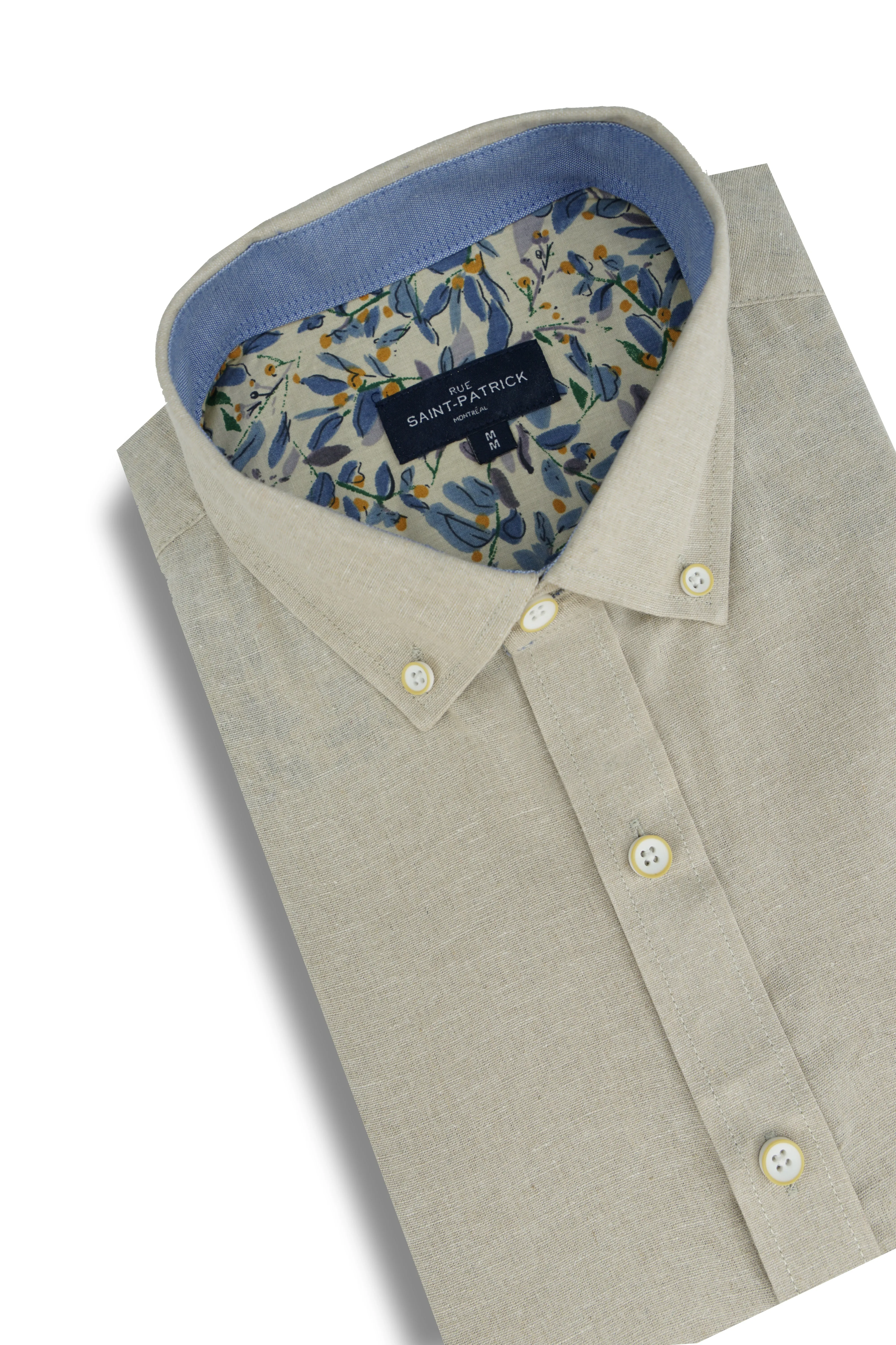 Mowbray Linen Blend Short Sleeve Shirt in Natural