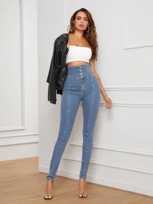 Navhao Jeans for Women Pants Jeans High Waist High Stretch Skinny Jeans Pants Jeans (Color : Blue, Size : Medium)