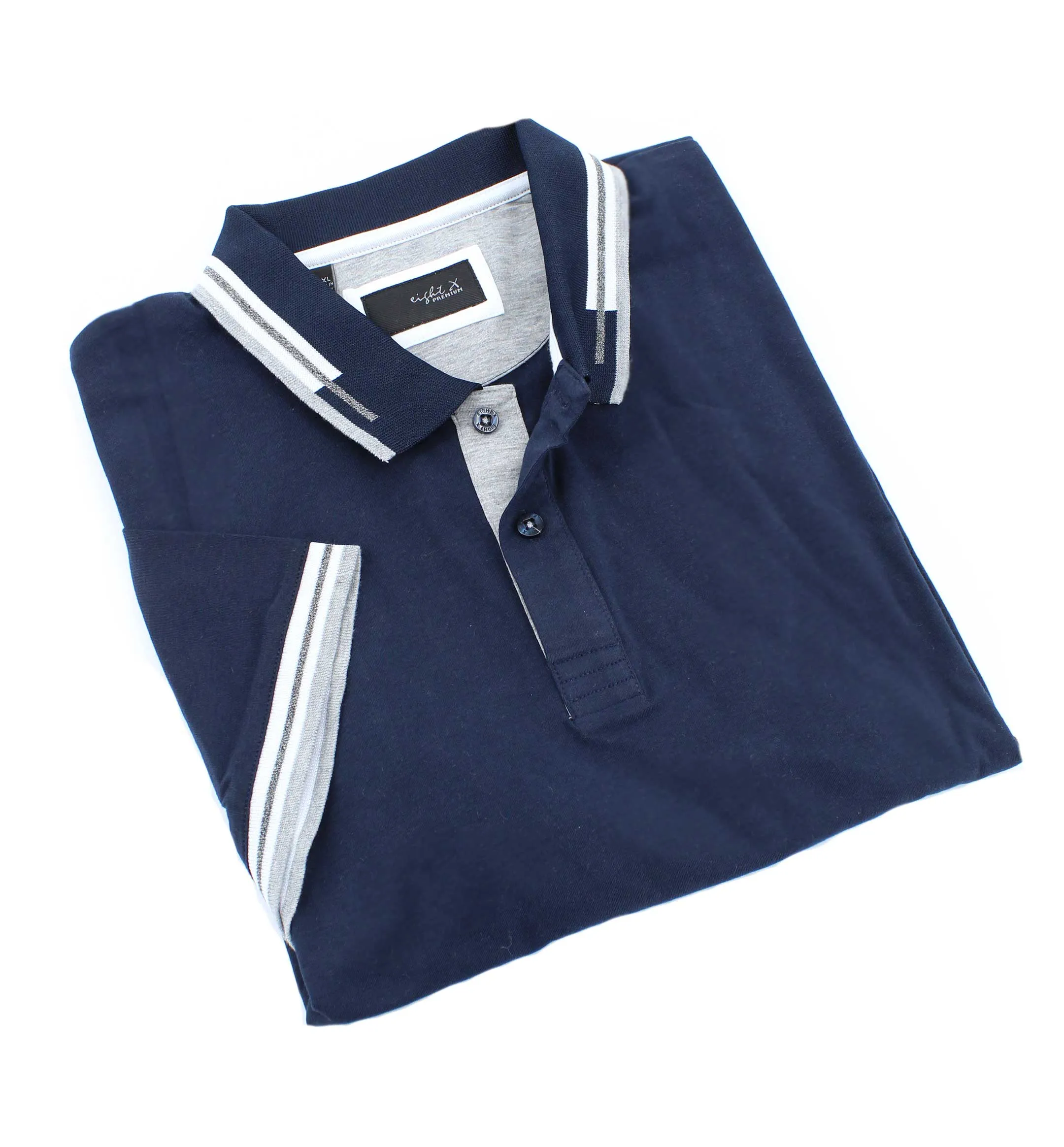 Navy Polo With Red And White Trim