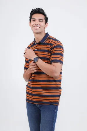 Navy Stripper Polo For Men