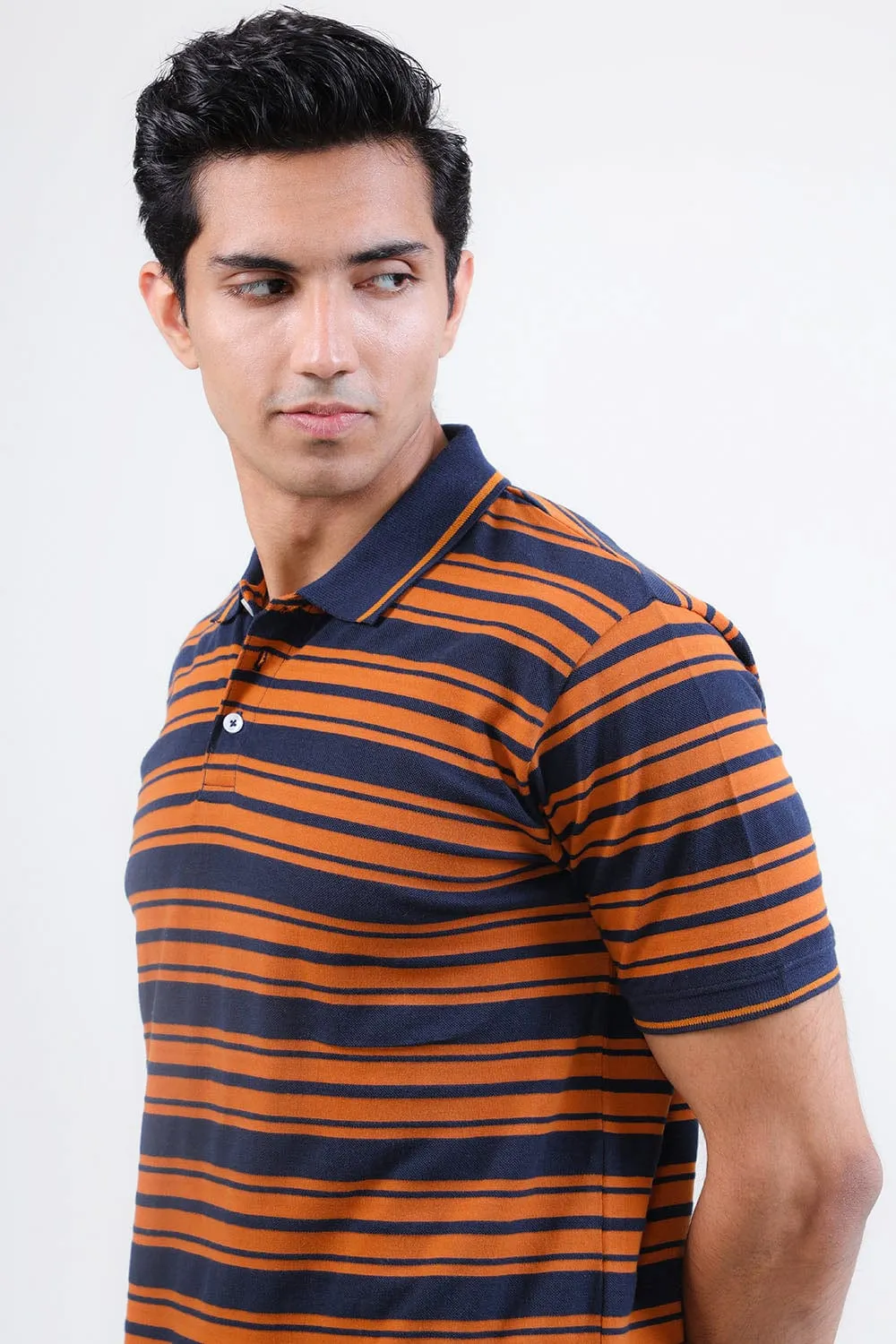 Navy Stripper Polo For Men