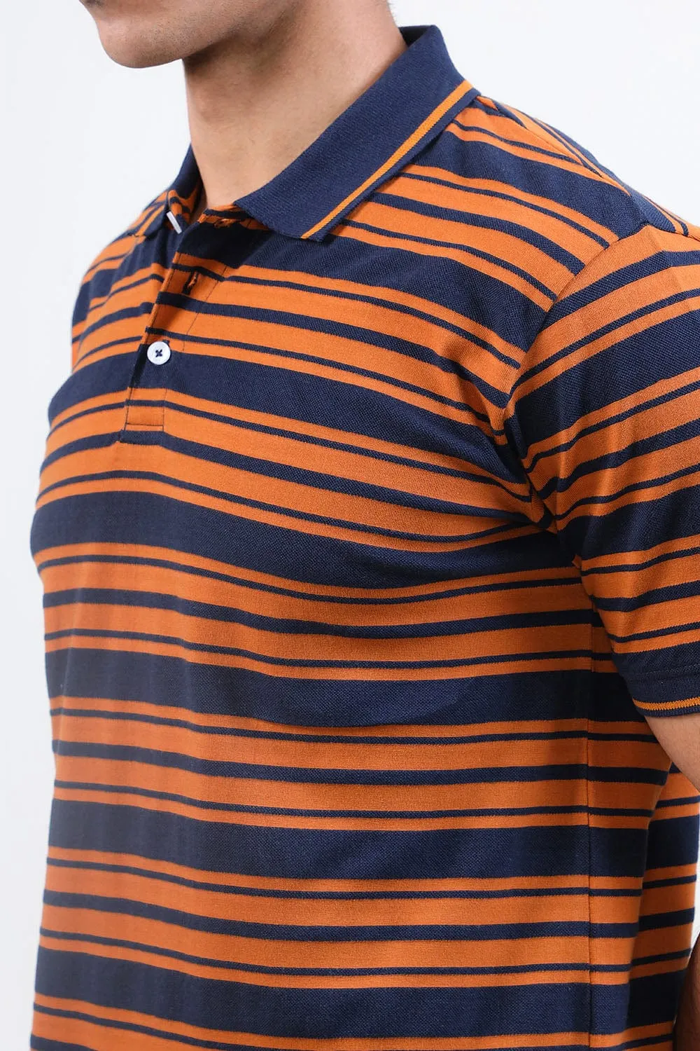 Navy Stripper Polo For Men
