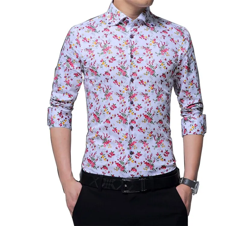 New Arrivals  Men's  Floral Slim Fit Fashion Shirts