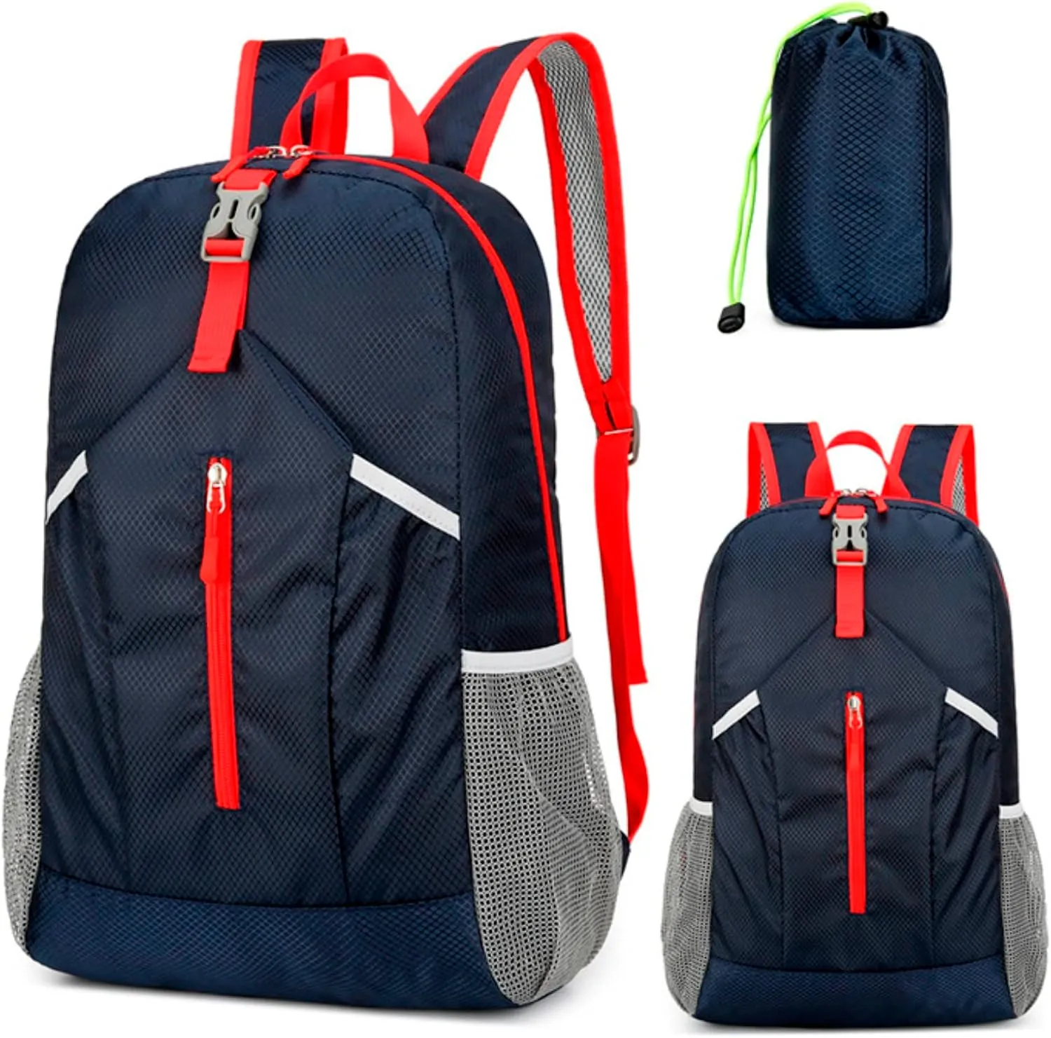 New Outdoor Sports Backpack Folding Storage Bag Lightweight Travel Bag Large Capacity Backpack (Black, One Size)