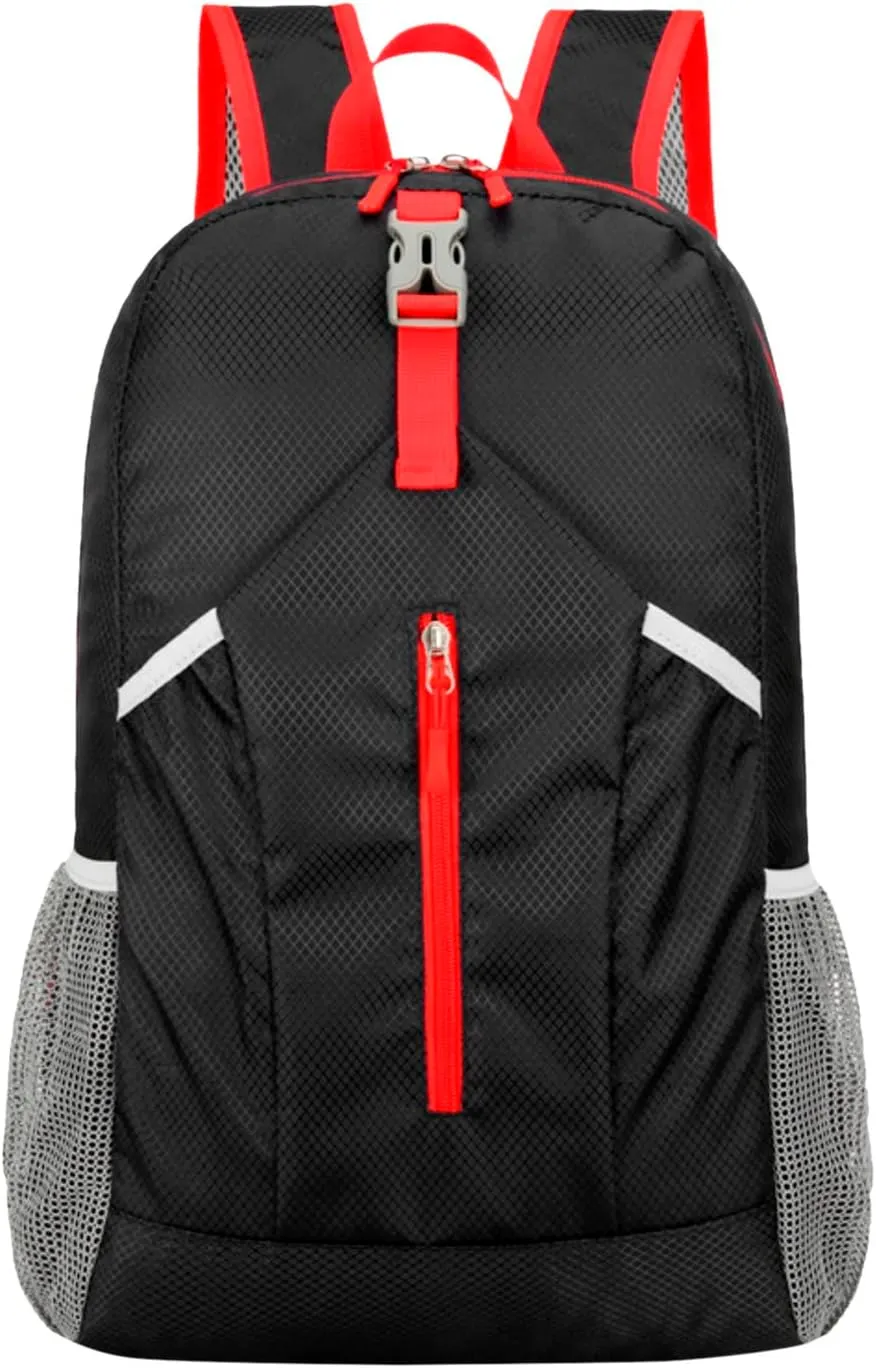 New Outdoor Sports Backpack Folding Storage Bag Lightweight Travel Bag Large Capacity Backpack (Black, One Size)