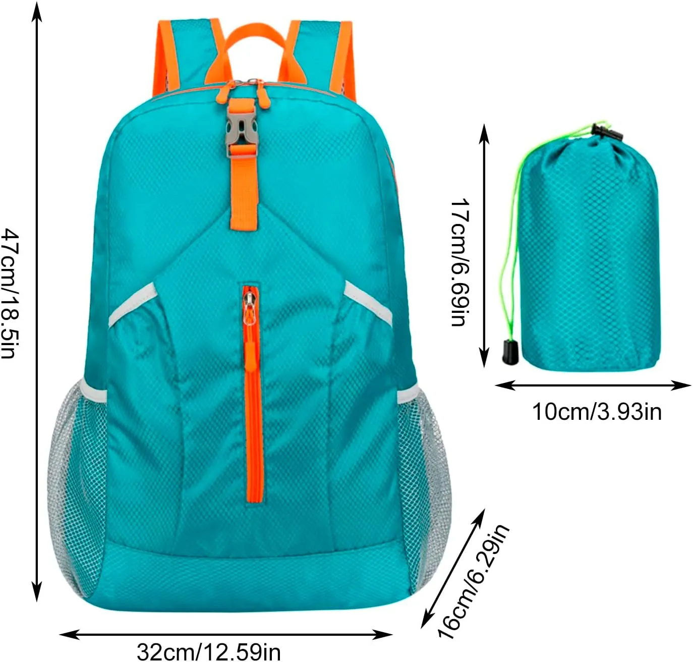 New Outdoor Sports Backpack Folding Storage Bag Lightweight Travel Bag Large Capacity Backpack (Black, One Size)