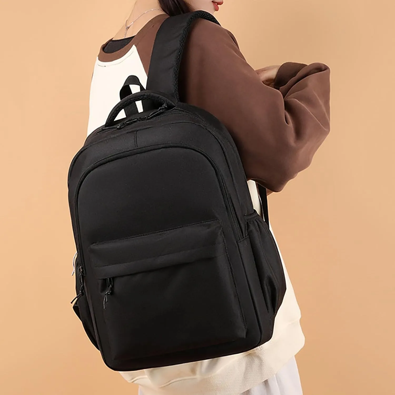 New Outdoor Sports Backpack Storage Bag Lightweight Travel Bag Large Capacity Mini Backpack Organizer (Black, One Size)