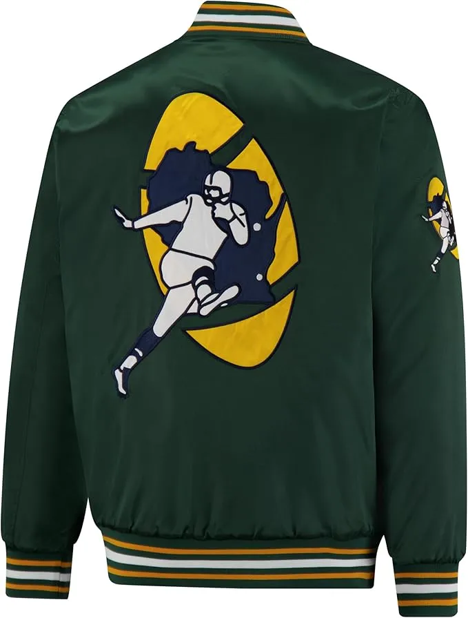 NFL Official Adults Supreme Satin Heritage Jacket|Green Bay Packers
