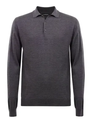 Noel Light Merino Polo Shirt / Dark Grey Melange