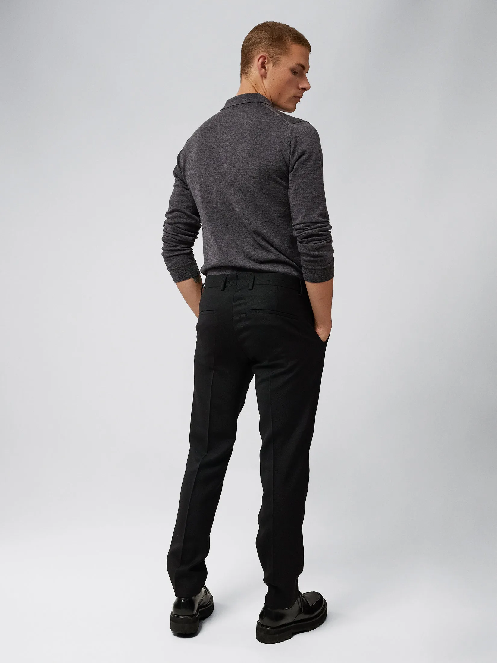 Noel Light Merino Polo Shirt / Dark Grey Melange