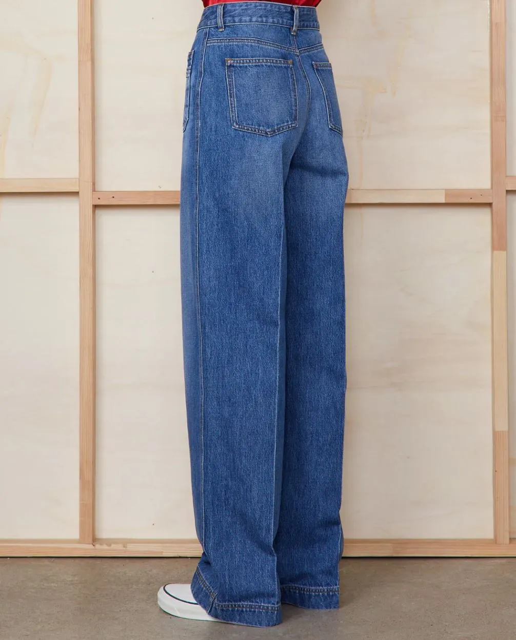Officine Generale Thalie 5 Pocket Washed Jean in Mid Blue