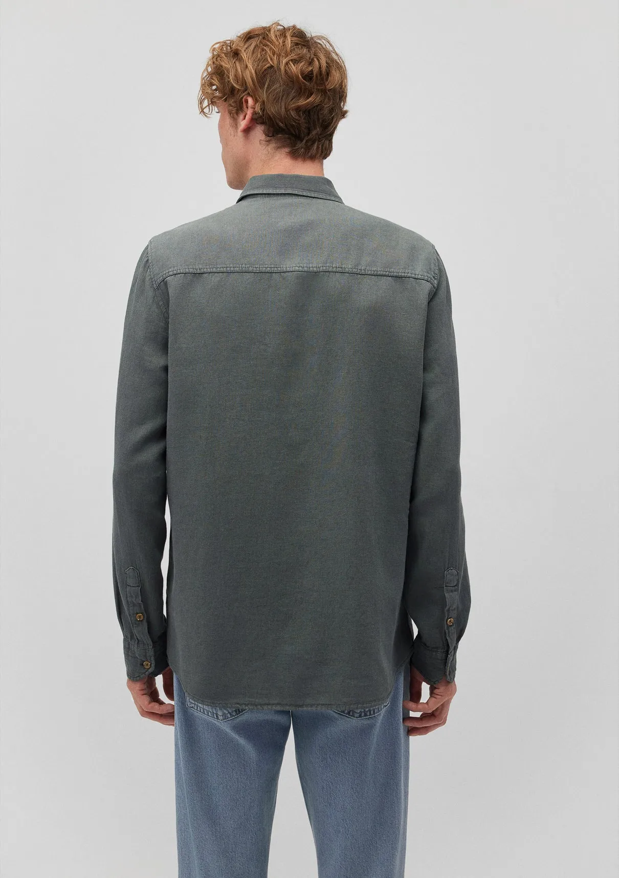 ONE POCKET BUTTON-UP SHIRT IN BALSAM GREEN