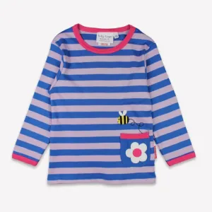 Organic Striped Daisy Applique Long-Sleeved T-Shirt