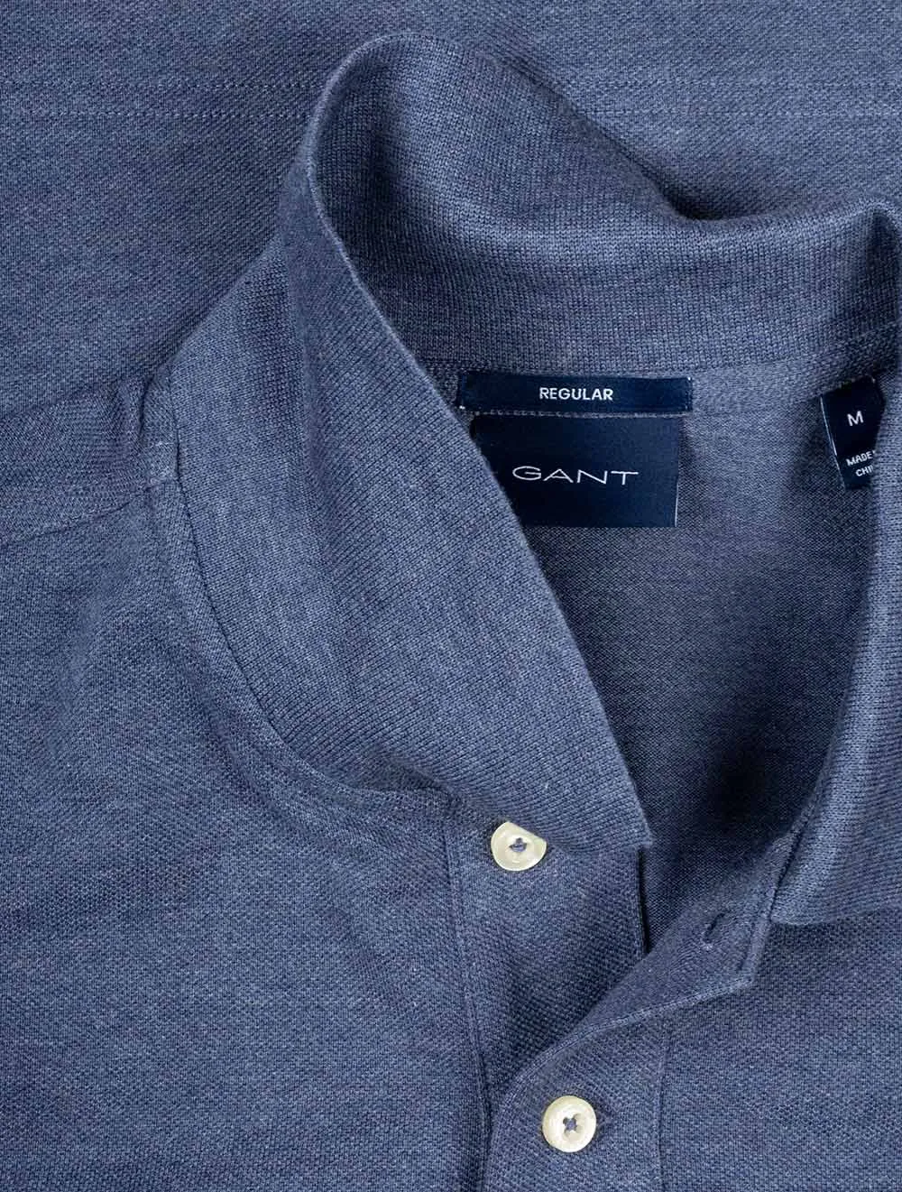 Original Long Sleeve Polo Shirt-Dark Jeansblue Melange