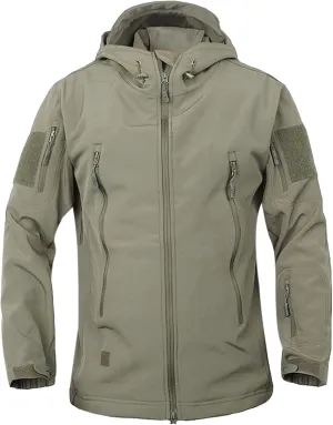 Outdoor Jacket For Men Waterproof Windresistant Fleece Lined Shark Skin Soft Shell Multi-Pocket Coat Quick-Drying Top Windbreaker Jacket Rain Jacket Mens Puffer Jacket