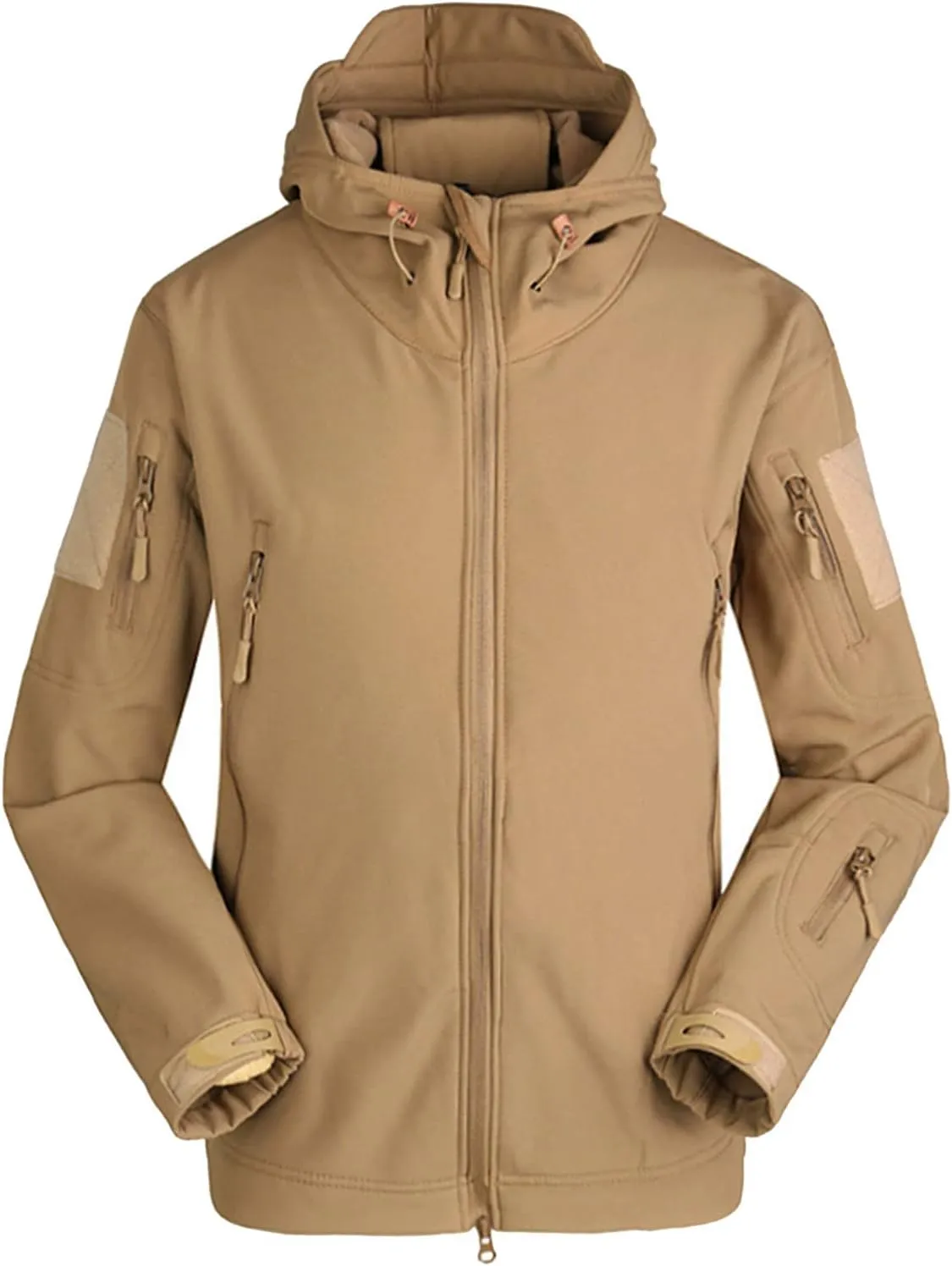 Outdoor Jacket For Men Waterproof Windresistant Fleece Lined Shark Skin Soft Shell Multi-Pocket Coat Quick-Drying Top