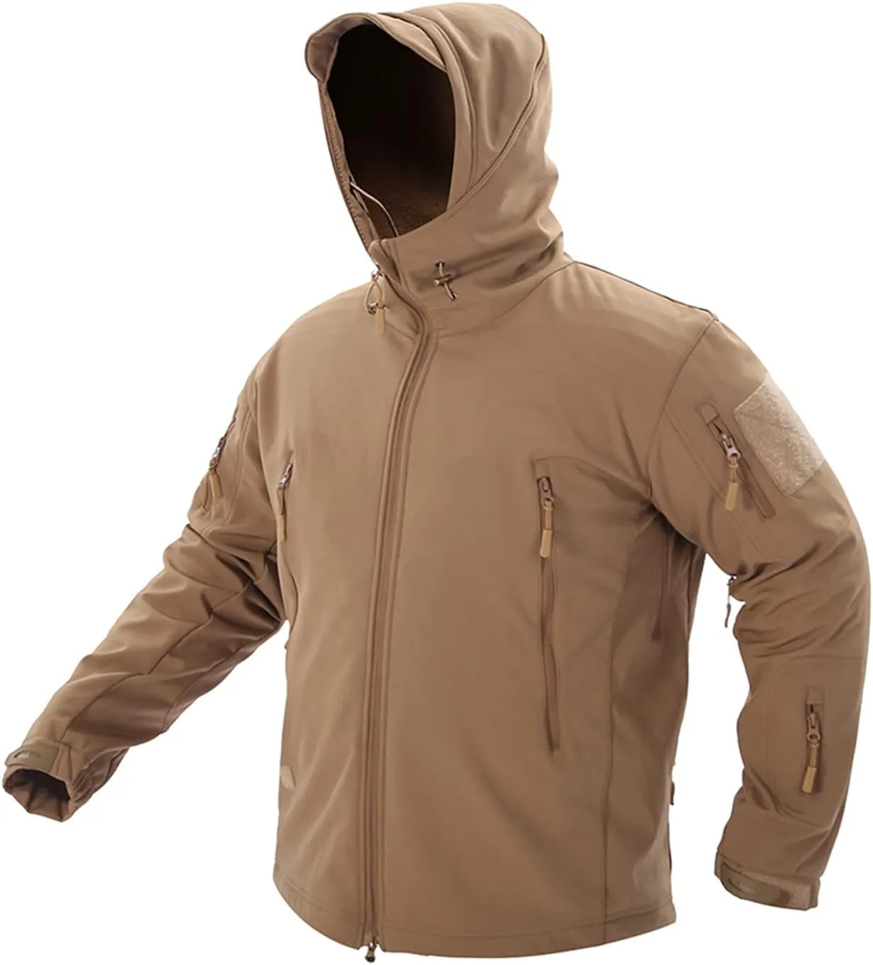 Outdoor Jacket For Men Waterproof Windresistant Fleece Lined Shark Skin Soft Shell Multi-Pocket Coat Quick-Drying Top