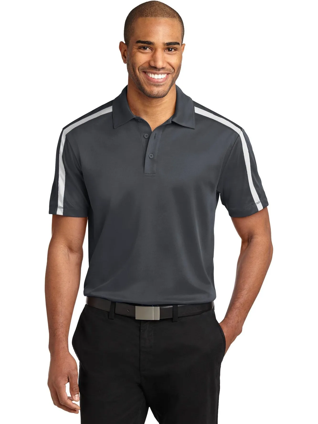 OUTLET-Port Authority Silk Touch Performance Colorblock Stripe