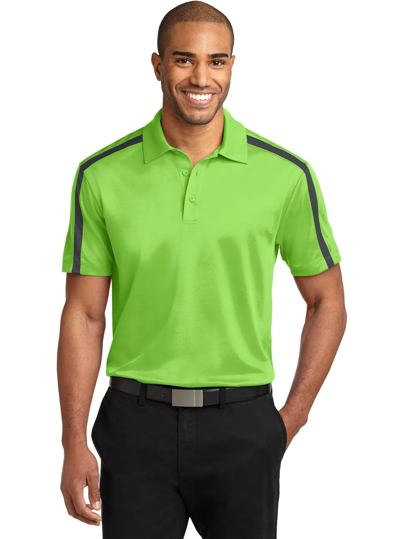 OUTLET-Port Authority Silk Touch Performance Colorblock Stripe