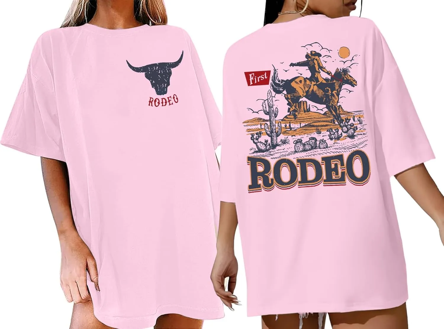 Oversized Cowboy Country Shirt Women: Cowgirl Country Music Shirt Rodeo Graphic Tee Casual Loose Western Top