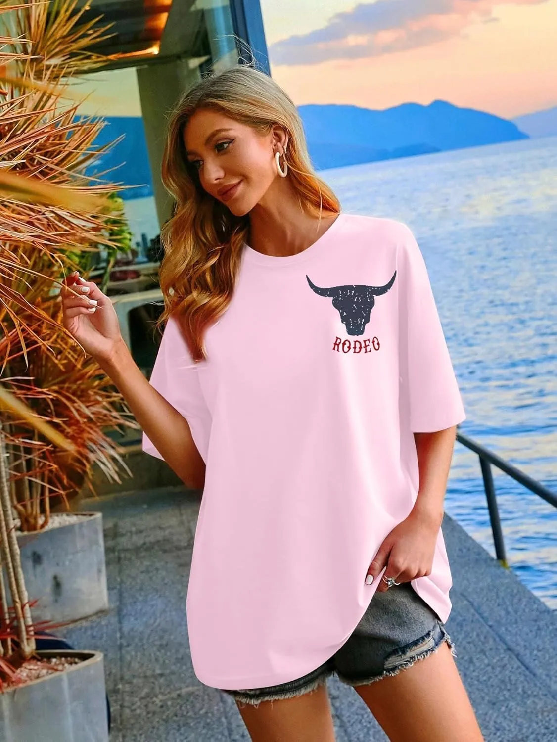 Oversized Cowboy Country Shirt Women: Cowgirl Country Music Shirt Rodeo Graphic Tee Casual Loose Western Top