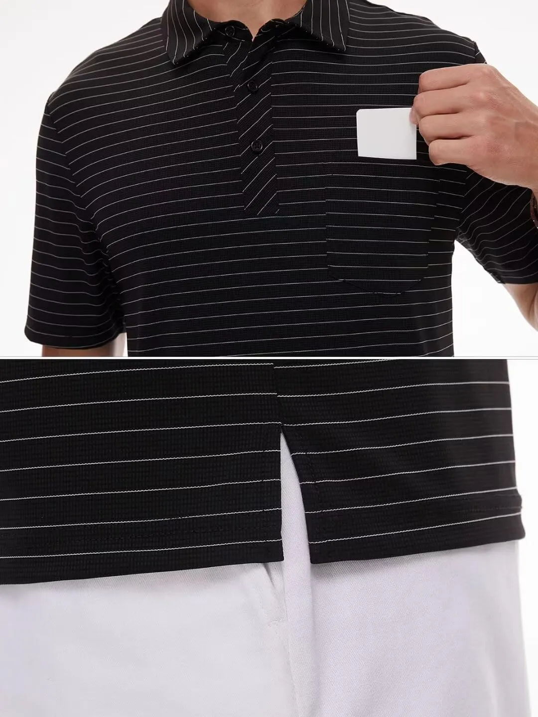 Pdbokew Men's Polo Shirts Short Sleeve Striped Golf Polo Shirt with Pocket