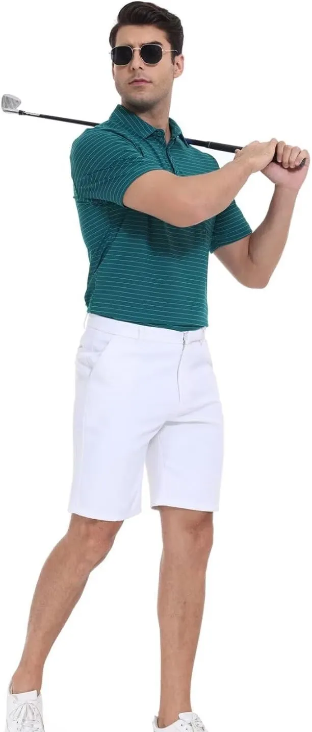 Pdbokew Men's Polo Shirts Short Sleeve Striped Golf Polo Shirt with Pocket