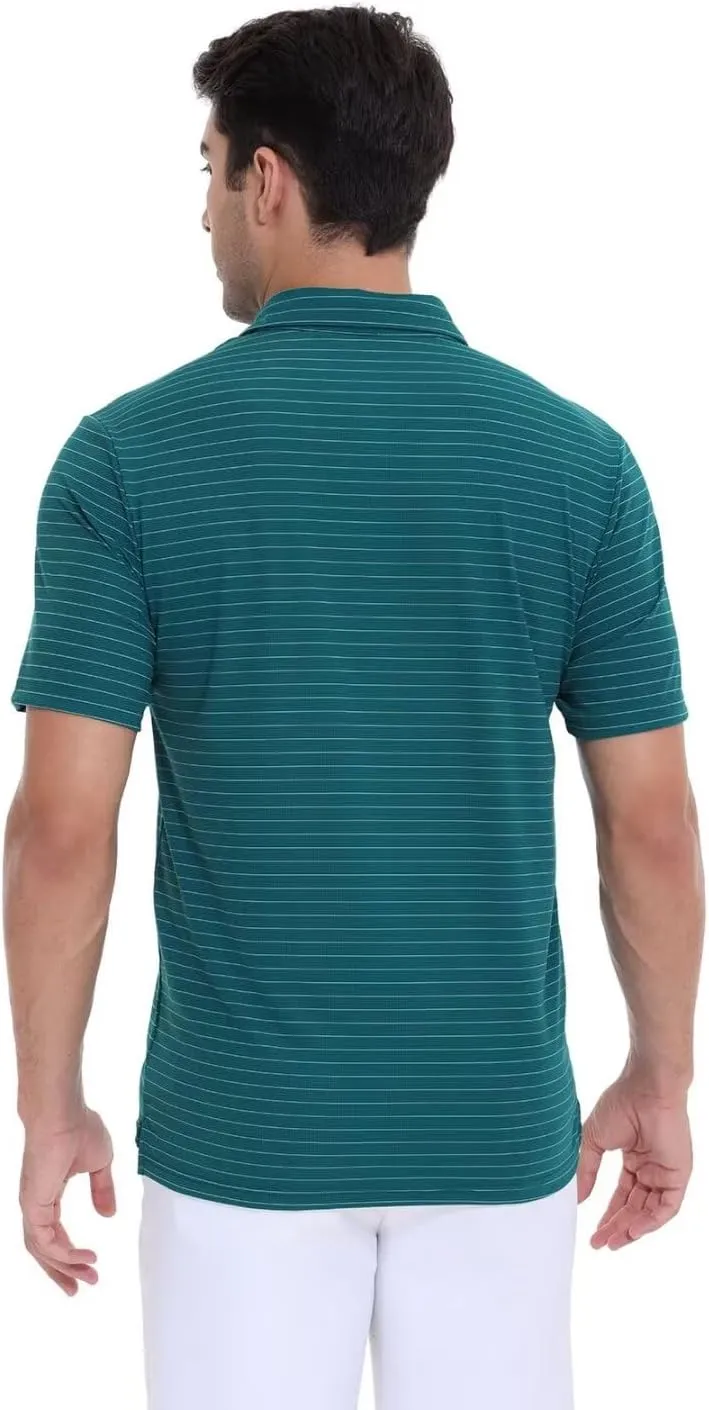 Pdbokew Men's Polo Shirts Short Sleeve Striped Golf Polo Shirt with Pocket