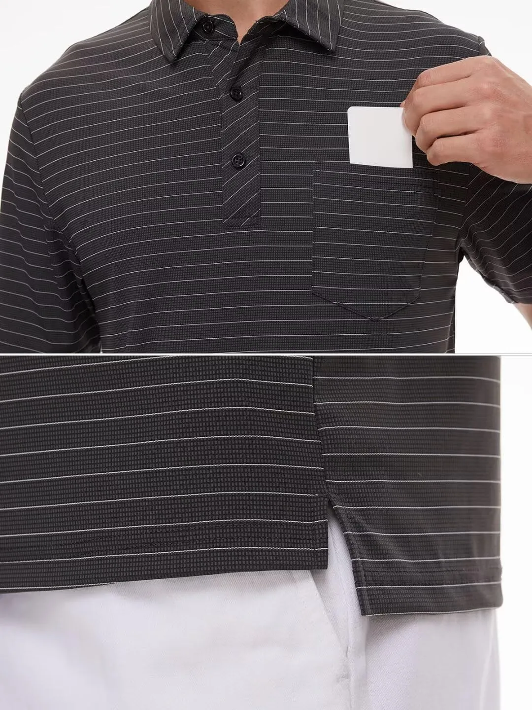 Pdbokew Men's Polo Shirts Short Sleeve Striped Golf Polo Shirt with Pocket