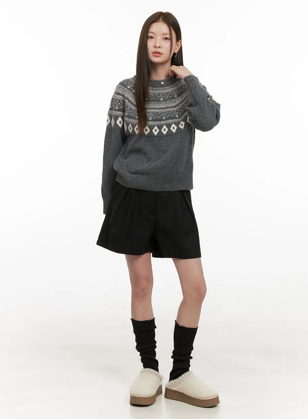 Pintuck Loose-Fit Shorts OD412