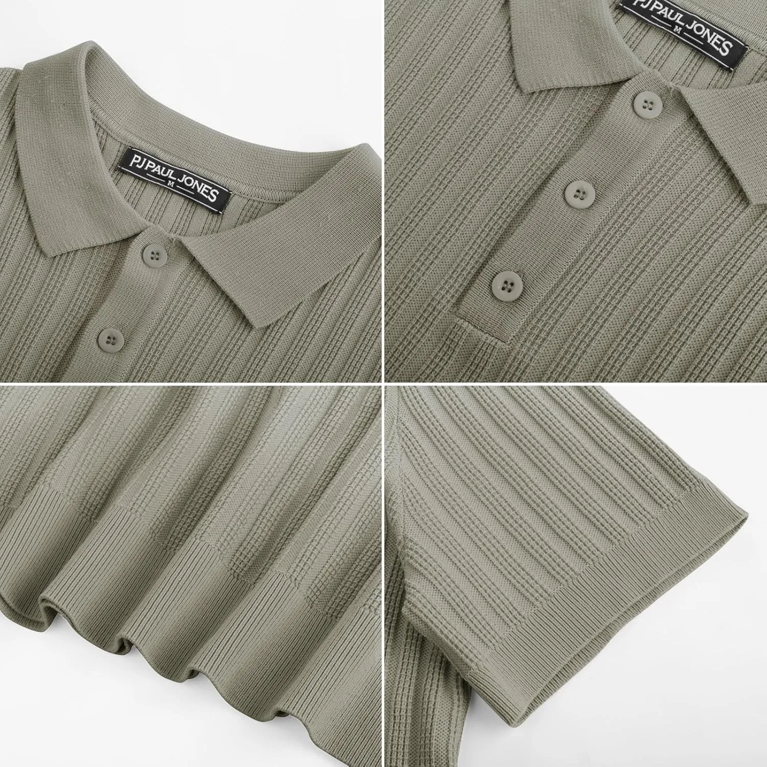 PJ PAUL JONES Mens Knit Polo Shirt Short Sleeve Textured Polo Shirts Casual Summer Collared Polo T Shirt