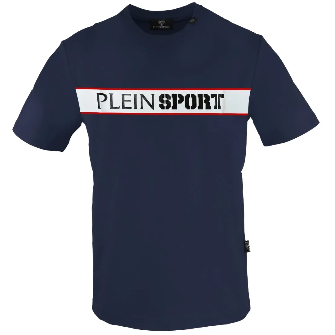 Plein Sport Panel Logo Navy Blue T Shirt