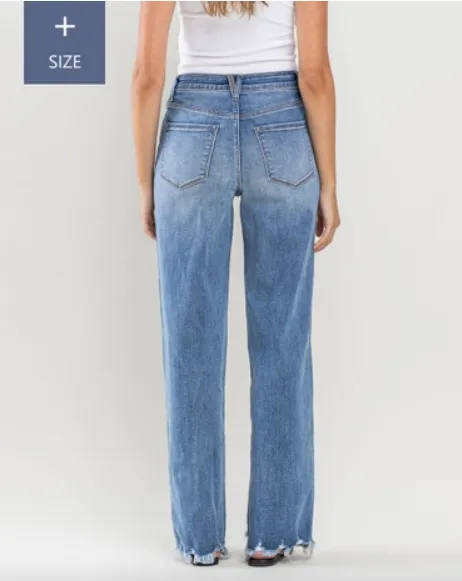 Plus Size Tummy Control 90's Vintage Super High Rise Loose Fit Jeans
