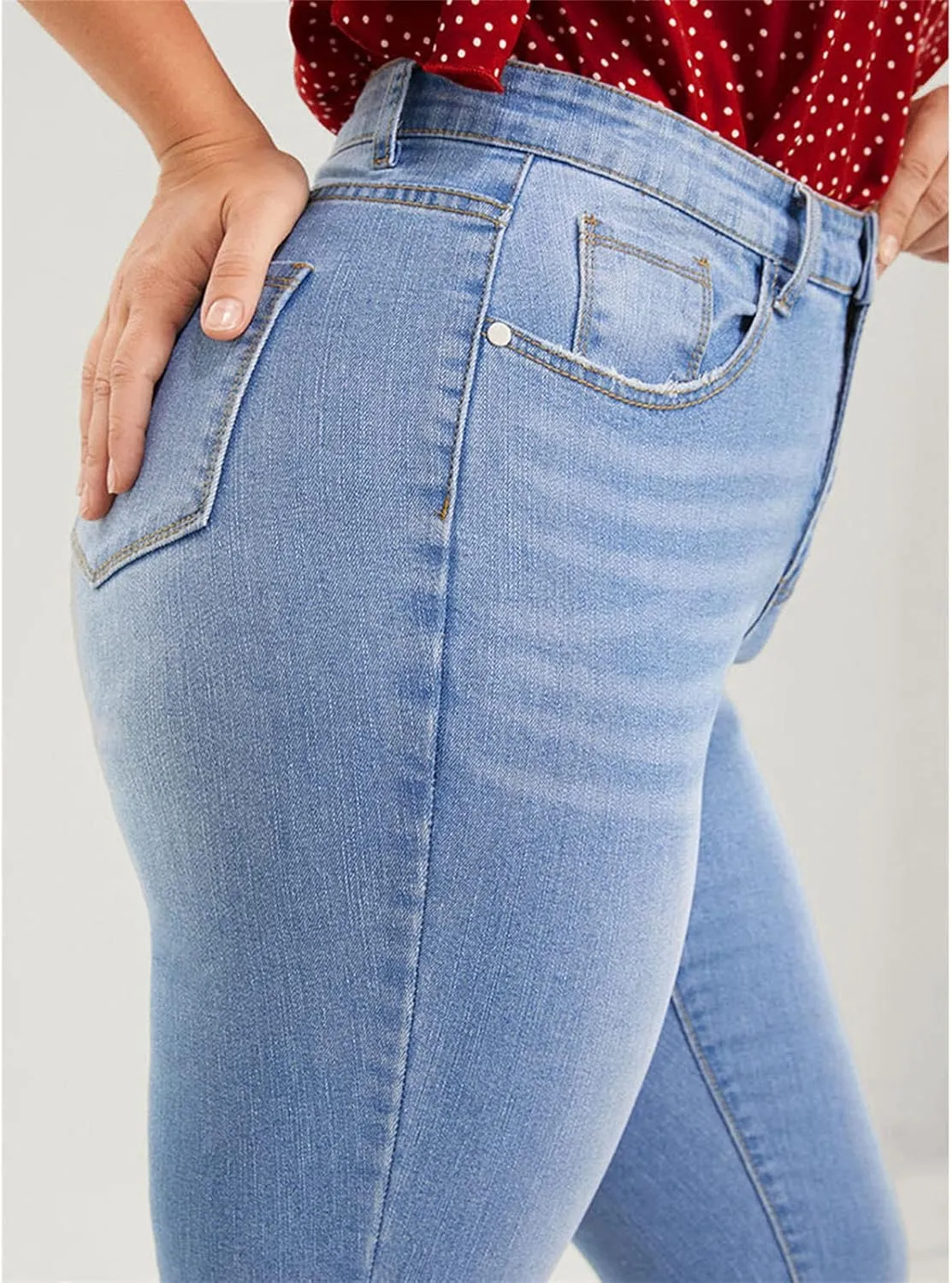 Plus Size Women's Skinny Jeans High Rise Stretch Pencil Jeans Mom Jeans Full Length Wash Jeans