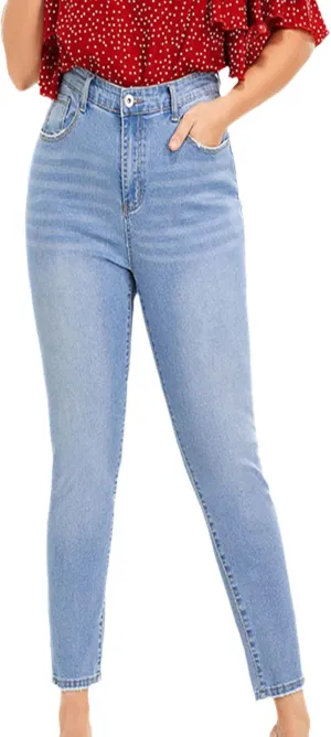 Plus Size Women's Skinny Jeans High Rise Stretch Pencil Jeans Mom Jeans Full Length Wash Jeans