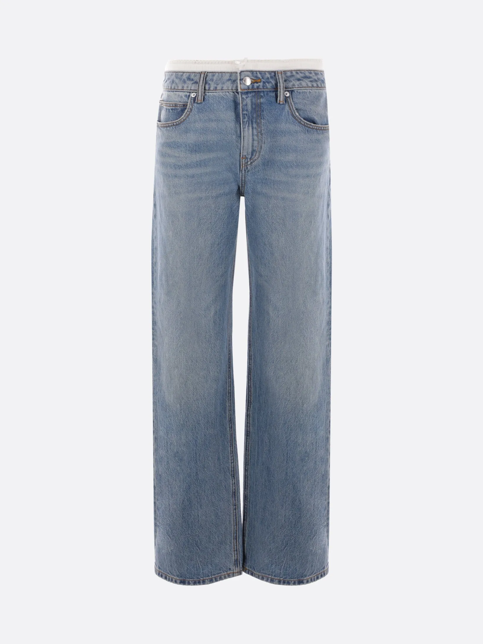Pointelle Waistband Denim Jeans