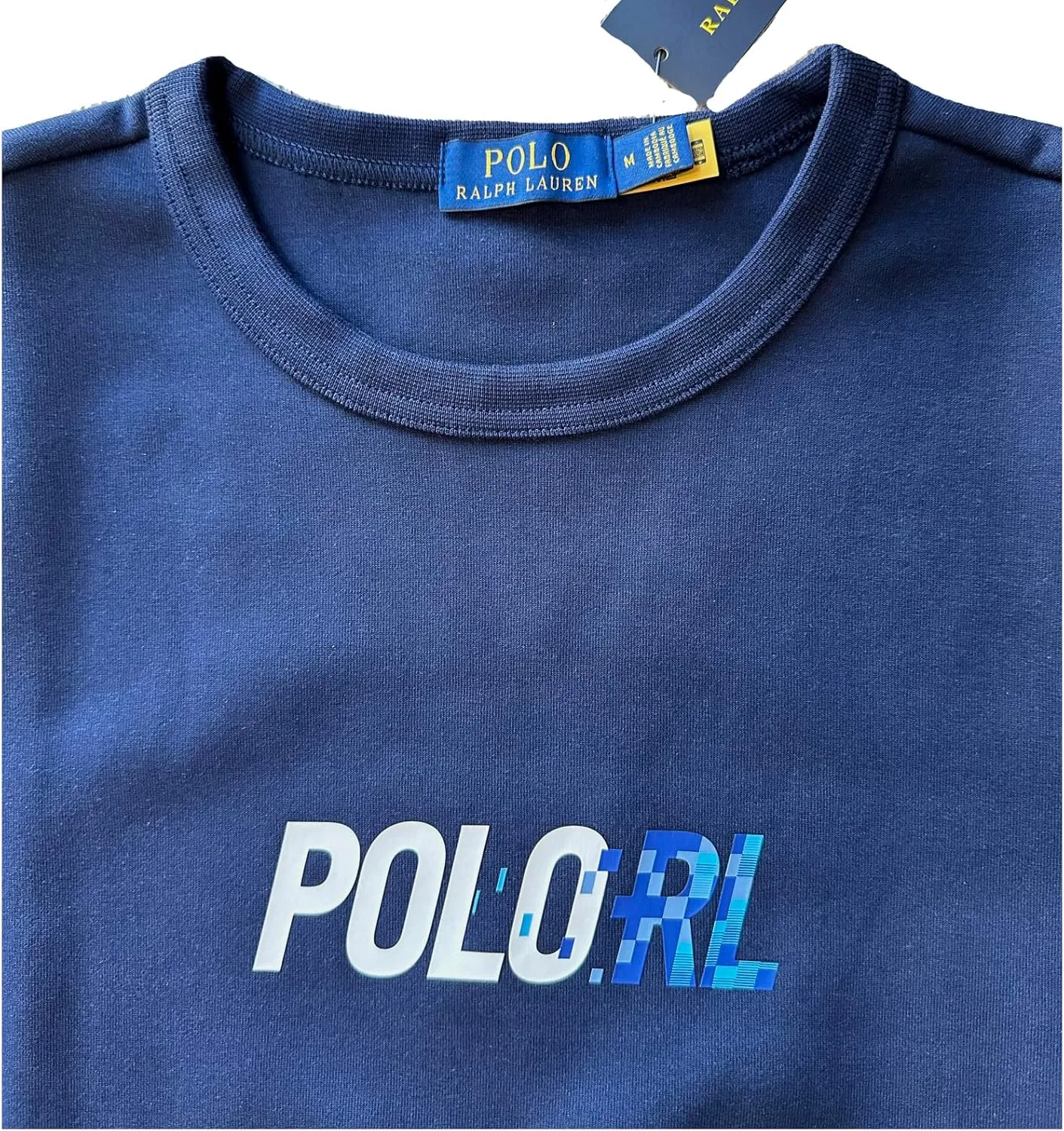 POLO RALPH LAUREN Men's Double Knit Crewneck Sweatshirt Digi Font POLO RL Logo