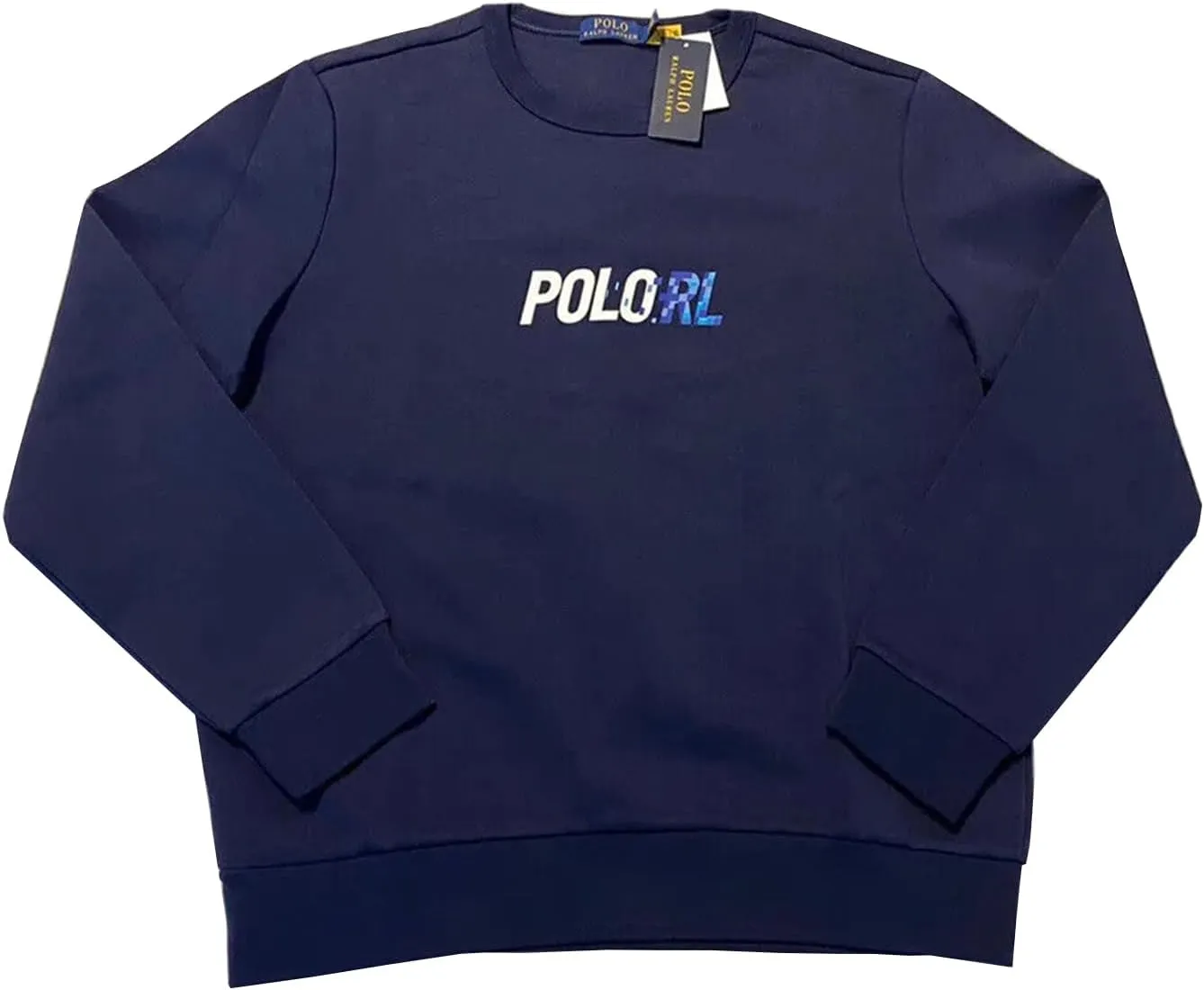 POLO RALPH LAUREN Men's Double Knit Crewneck Sweatshirt Digi Font POLO RL Logo