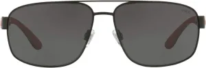 POLO RALPH LAUREN PH 3112 903887 Matte Black Metal Aviator Sunglasses Grey Lens