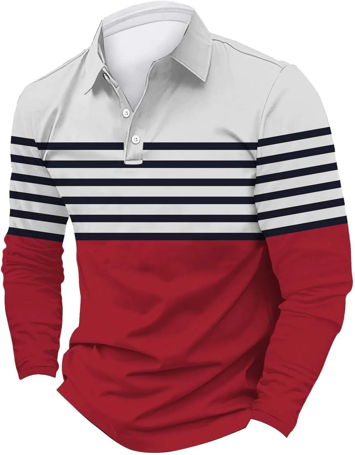 Polo Shirts for Men Cotton Business Fashion Printing Long Sleeve Lapel Zipper Pocket Mens Flannel Shirts Long