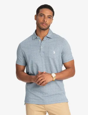 PRINTED END-ON-END STRIPED POLO SHIRT