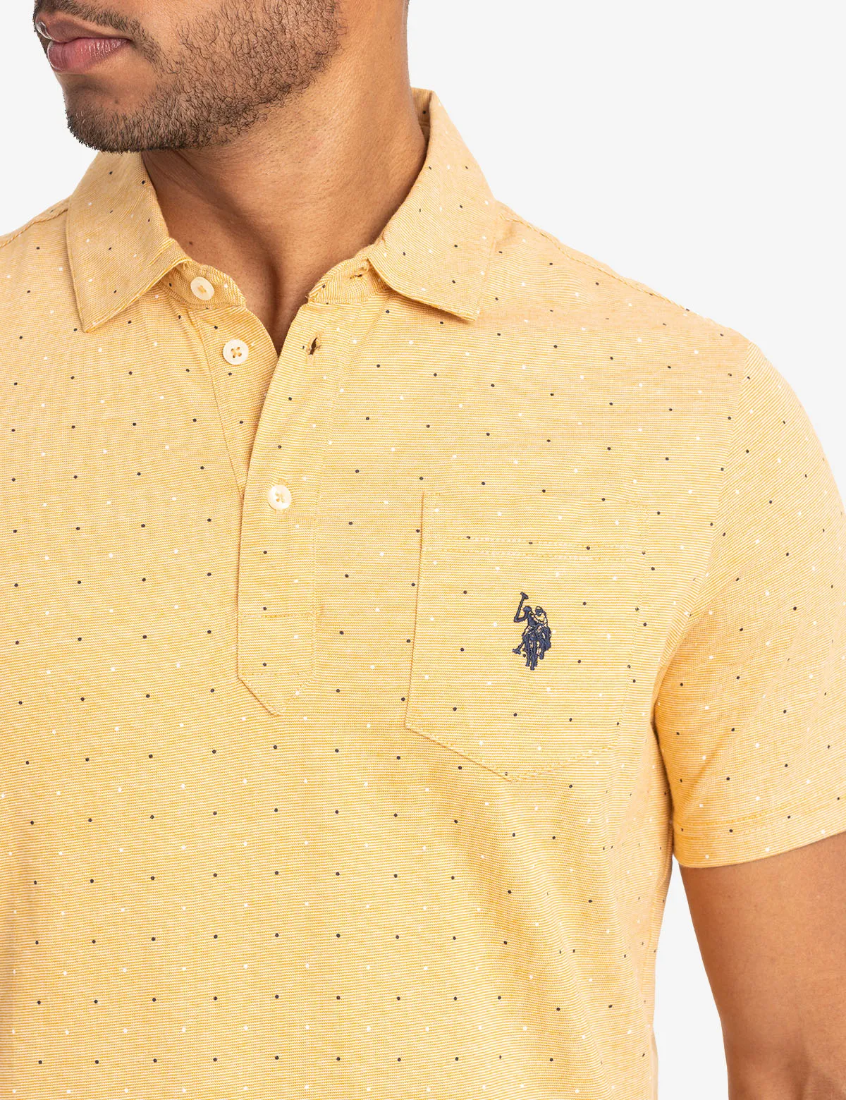 PRINTED END-ON-END STRIPED POLO SHIRT