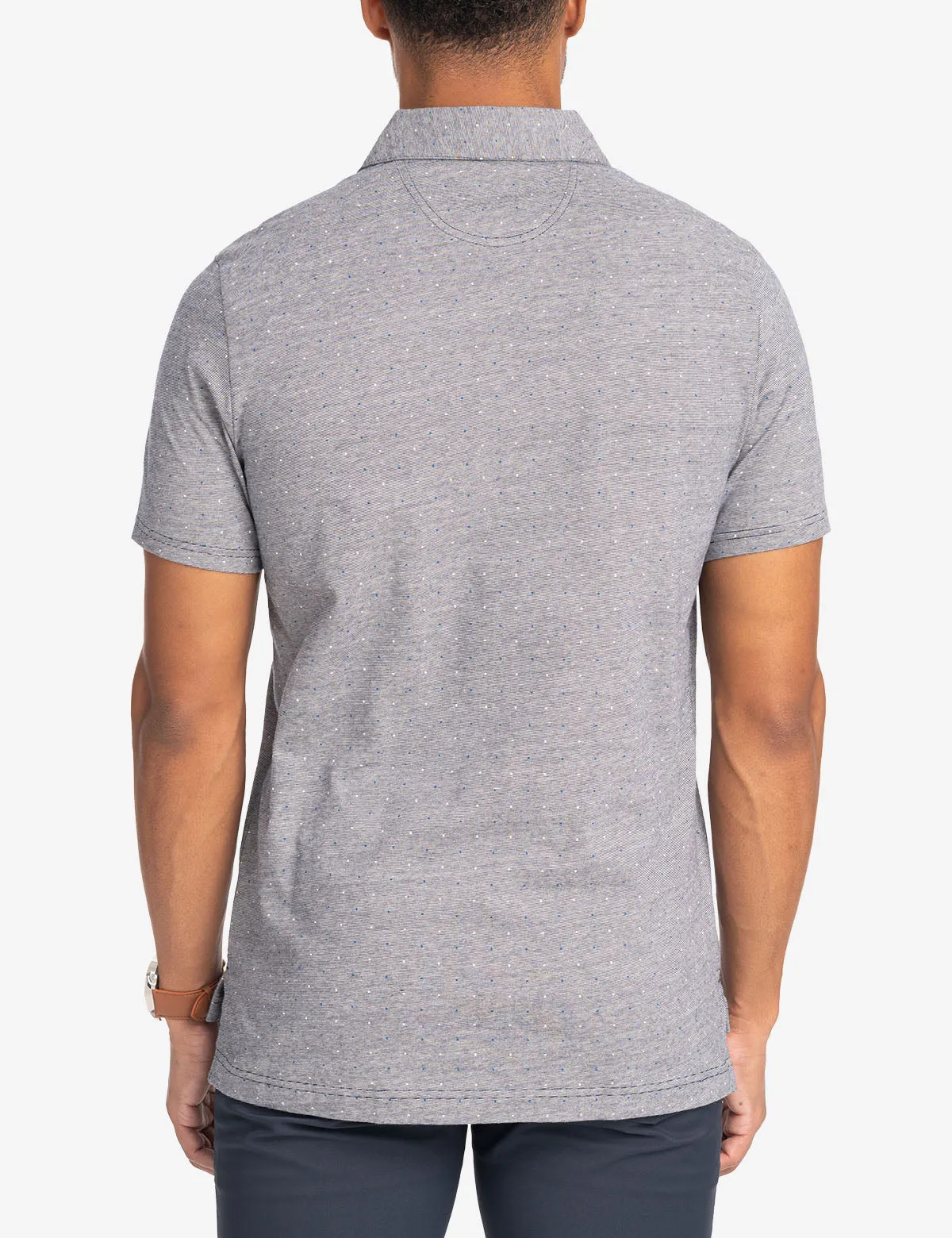 PRINTED END-ON-END STRIPED POLO SHIRT